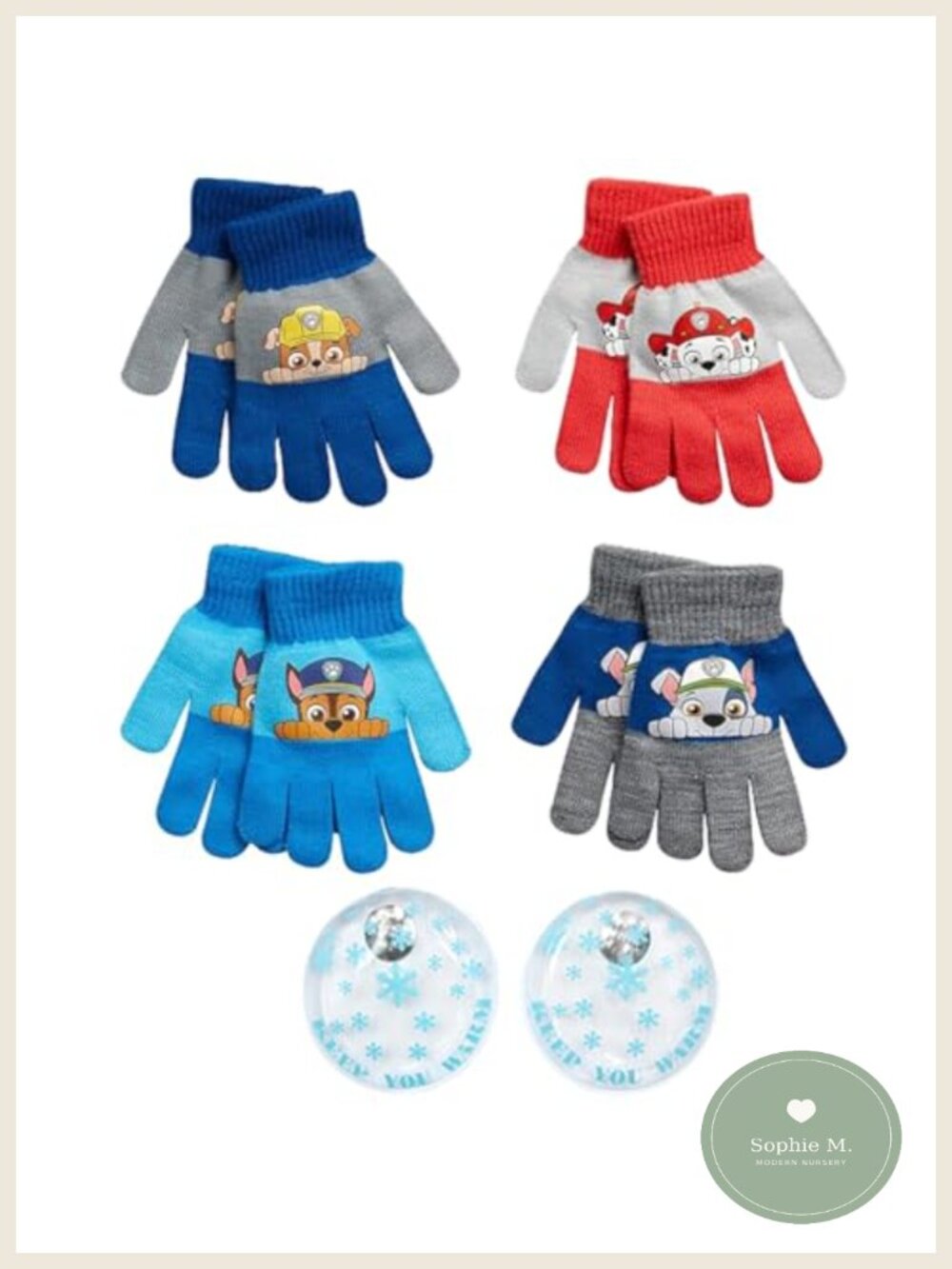 Boys 4 Pack Mittens Gloves Set Acrylic Knit Cold Weather Paw Patrol Blaze